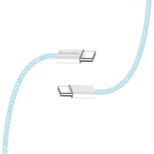 Кабель ColorWay, USB Type-C to USB Type-C, 3А, 1м, Blue (CW-CBPDCC061-BL)