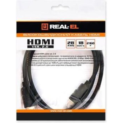 Кабель REAL-EL, HDMI to HDMI, v2.0, 4м, Black (EL123500019)