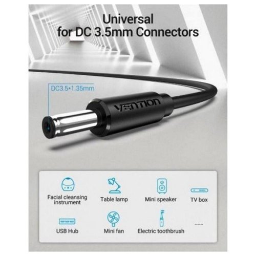 Кабель Vention, USB Type-A to DC 3.5мм, 0.5м, Black (CEXBD)