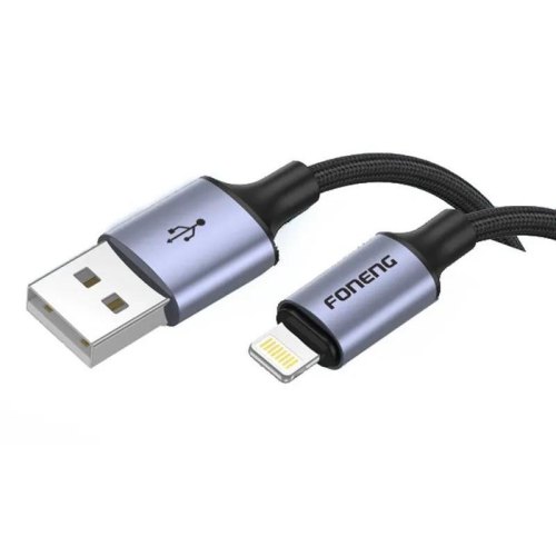Кабель Foneng X95 Metal Head Braided, USB Type-A to Lightning, 3A, 1.2м, Black (X95-CA-IP)