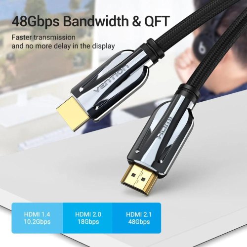 Кабель Vention, HDMI to HDMI, v2.1, 1м, Black (AANBF)
