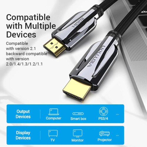 Кабель Vention, HDMI to HDMI, v2.1, 1м, Black (AANBF)