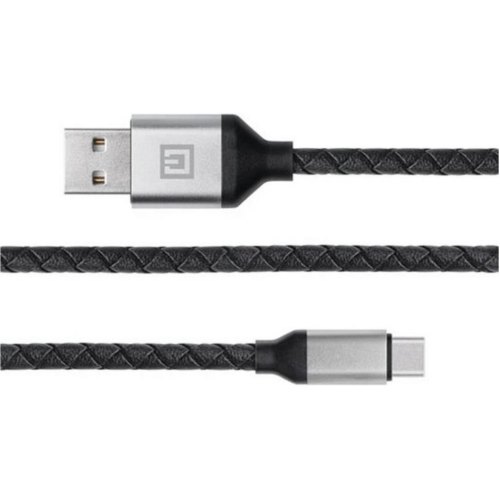 Кабель REAL-EL Premium Leather, USB Type-A to USB Type-C, 1м, Black (EL123500049)