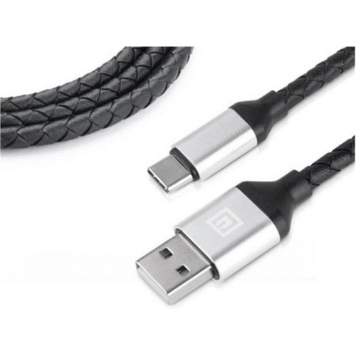 Кабель REAL-EL Premium Leather, USB Type-A to USB Type-C, 1м, Black (EL123500049)