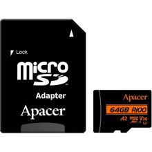 Карта пам'яті Apacer, 64GB, MicroSDXC, UHS-I/U3 Class 10, SD-адаптер (AP64GMCSX10U8-R)