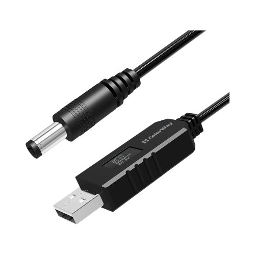 Кабель для роутера ColorWay, USB Type-A to DC 5.5х2.5mm, 9V, 1м, Black (CW-CBUD066-BK)
