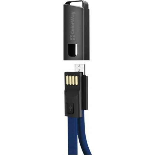 Кабель ColorWay, USB Type-A to MicroUSB, 2.4А, 0.22м, Blue (CW-CBUM022-BL)
