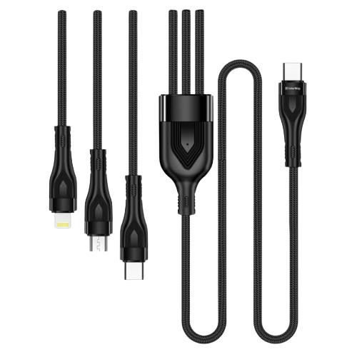 Кабель ColorWay, USB Type-C to Lightning/MicroUSB/USB Type-C, 3.0A, 1.2м, Black (CW-CBPDU3060-BK)