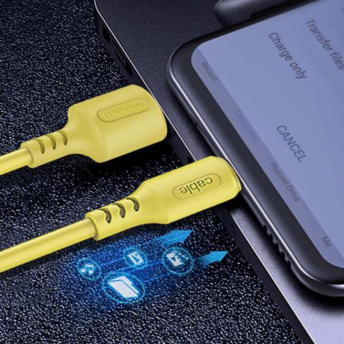 Кабель ColorWay, USB Type-A to Lightning, 2.4А, 1м, Yellow (CW-CBUL043-Y)