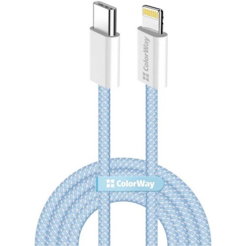 Кабель ColorWay, USB Type-C to Lightning, 3.0А, 1м, Blue (CW-CBPDCL061-BL)