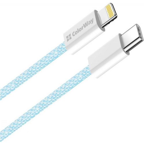 Кабель ColorWay, USB Type-C to Lightning, 3.0А, 1м, Blue (CW-CBPDCL061-BL)