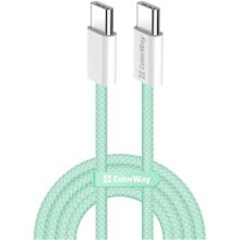 Кабель ColorWay, USB Type-C to USB Type-C, 3А, 1м, Green (CW-CBPDCC061-G)