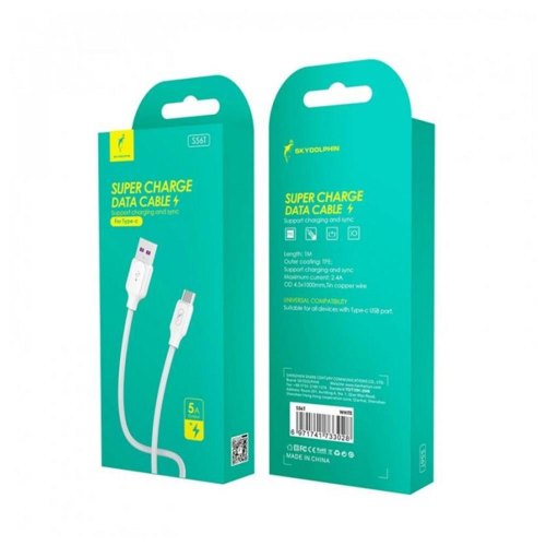 Кабель SkyDolphin S56T Super Fast TPE, USB Type-A to USB Type-C, 1м, White (SDUSB-000572)