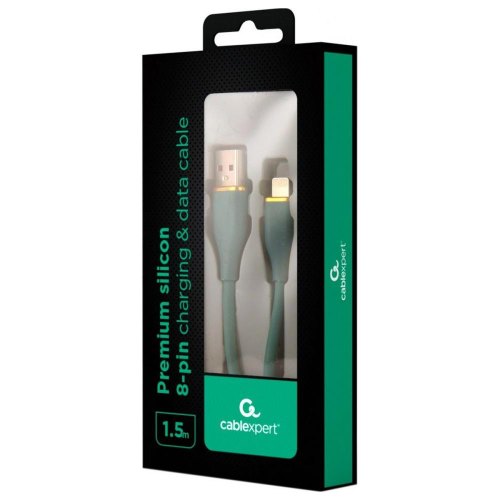 Кабель Cablexpert, USB Type-A to Lightning, 2.1A, 1.5м, Green (CC-USB2S-AM8PM-1.5M-G)