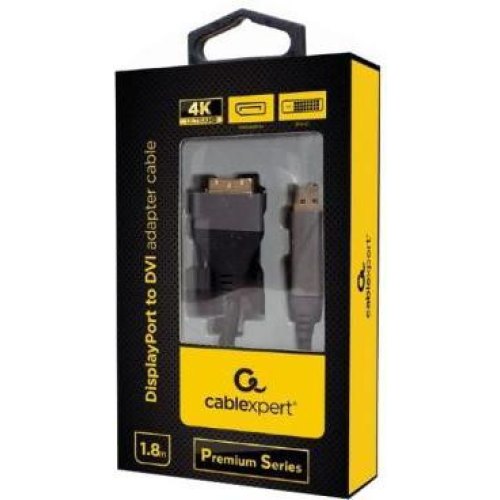 Кабель Cablexpert, DisplayPort to DVI, 1.8м, Black (CC-DPM-DVIM-4K-6)