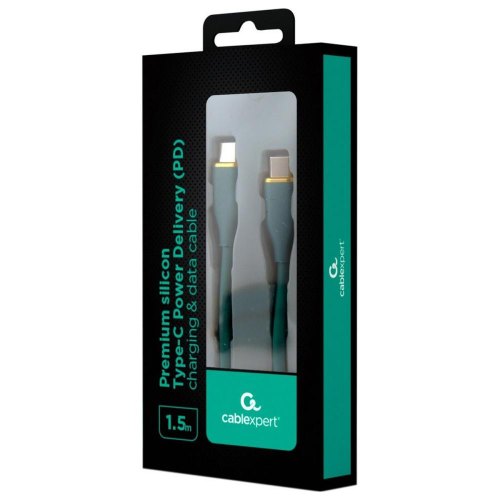 Кабель Cablexpert, USB Type-C to USB Type-C, 3A, 60W, 1.5м, Green (CC-USB2S-CMCM-1.5M-G)
