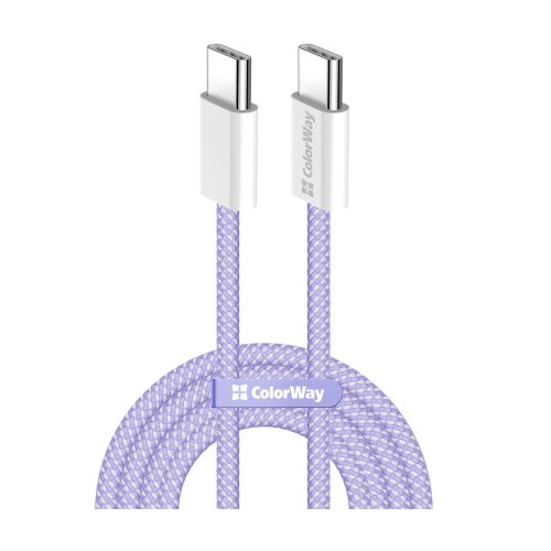 Кабель ColorWay, USB Type-C to USB Type-C, 3А, 1м, Purple (CW-CBPDCC061-PU)