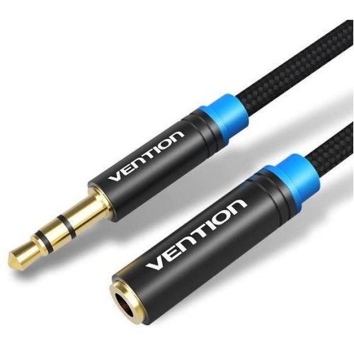 Аудіокабель Vention, 3.5мм (M) to 3.5мм (F), 1м, Black (VAB-B06-B100-M)