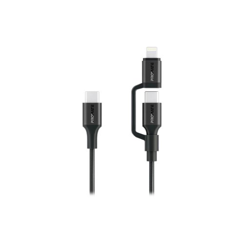 Кабель Promate, USB Type-C to USB Type-C/Lightning, 3A, 60W, 1.2м, Black (powerlink-cci.black)