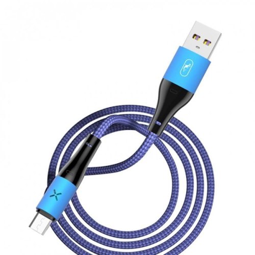 Кабель SkyDolphin S49V LED Aluminium Alloy, USB Type-A to MicroUSB, 1м, Blue (USB-000570)
