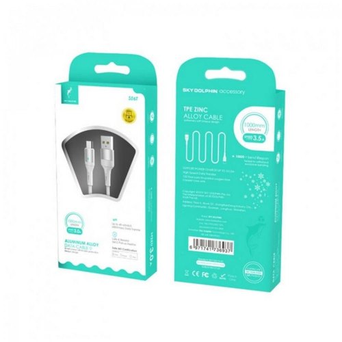 Кабель SkyDolphin S06T LED Smart Power, USB Type-A to USB Type-C, 1м, White (USB-000556)