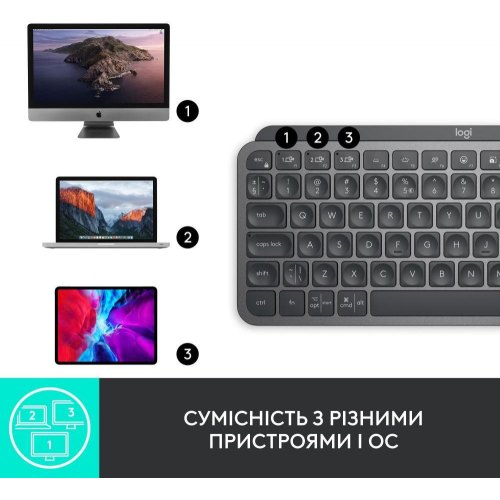 Клавіатура бездротова Logitech MX Keys Mini Wireless Illuminated, Graphite (920-010498)
