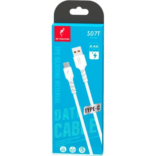Кабель SkyDolphin S07T TPE High Elastic Line, USB Type-A to USB Type-C, 1м, White (SDUSB-000595)