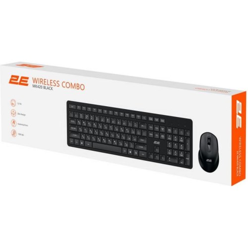 Комплект (клавіатура, миша) бездротовий 2E MK420, Black (2E-MK420WB_UA)