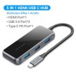 Концентратор Vention, USB Type-C to HDMI 4K 60Hz/3xUSB Type-A/USB Type-C PD, 87W, 0.15м, Black (TFBHB)