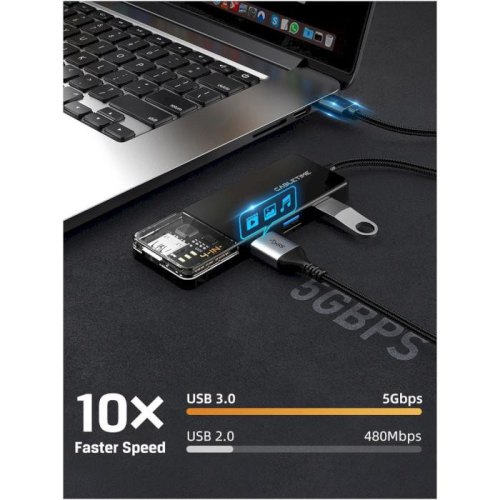 Концентратор Cabletime USB Type-C/USB Type-A to 4xUSB 3.0 Type-A, 5Gbps, 0.15м (CB05B)