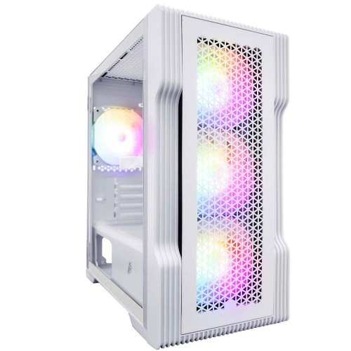 Корпус 1stPlayer T3-WH-4F1-W, Midi-Tower, без блоку живлення, White