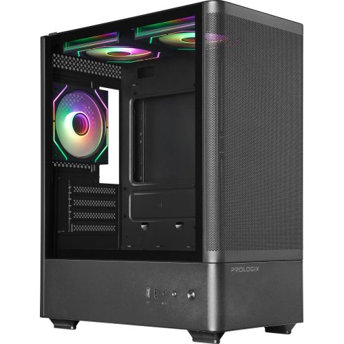 Корпус Prologix Lumi GM-01MAB Mesh, Midi-Tower, без блоку живлення, Black