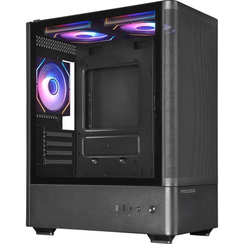 Корпус Prologix Lumi GM-01MAB Mesh, Midi-Tower, без блоку живлення, Black