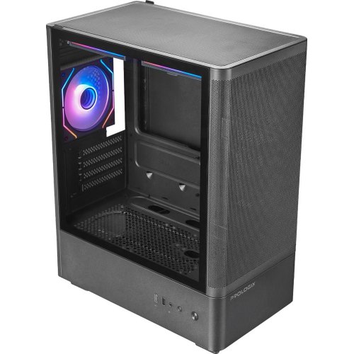 Корпус Prologix Lumi GM-01MAB Mesh, Midi-Tower, без блоку живлення, Black