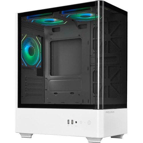 Корпус Prologix Lumi GM-01AW Glass, Midi-Tower, без блоку живлення, White