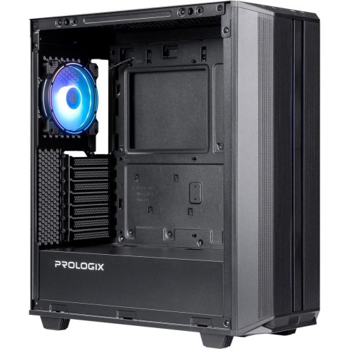 Корпус Prologix E122 Tempered Glass&Mesh, Midi-Tower, без блоку живлення, Black