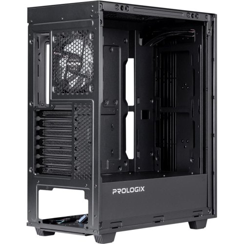 Корпус Prologix E122 Tempered Glass&Mesh, Midi-Tower, без блоку живлення, Black