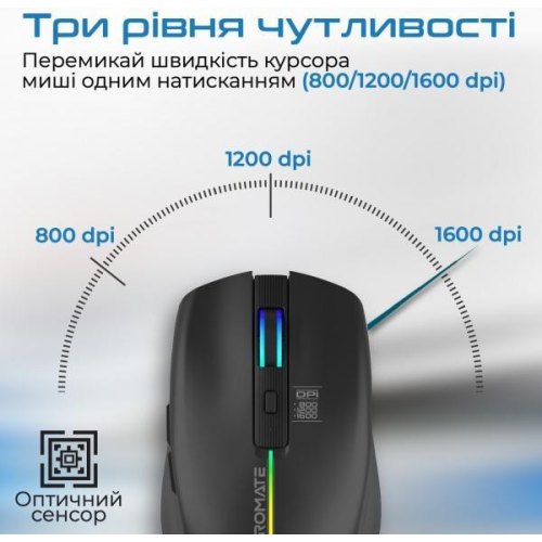 Миша бездротова Promate Kitt, Black
