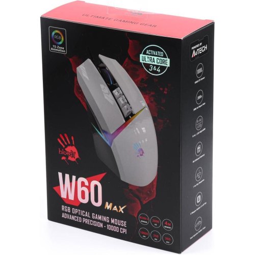 Миша дротова, ігрова A4Tech Bloody W60 Max, Panda White
