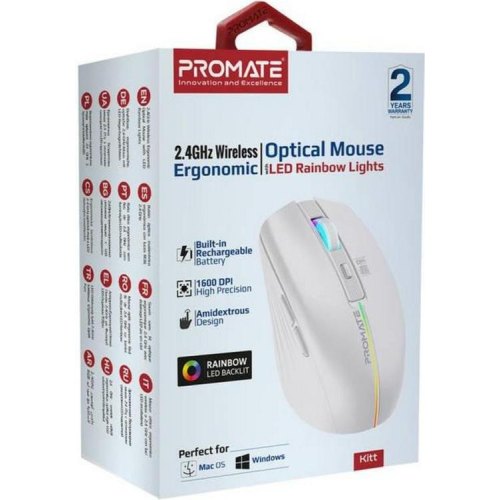 Миша бездротова Promate Kitt, White