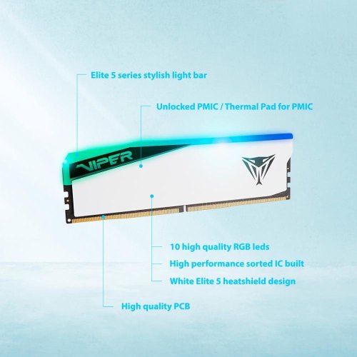 Модуль пам'яті Patriot Viper Elite 5 RGB, 32GB (2x16GB) DDR5, 7000MHz (PVER532G70C32KW)