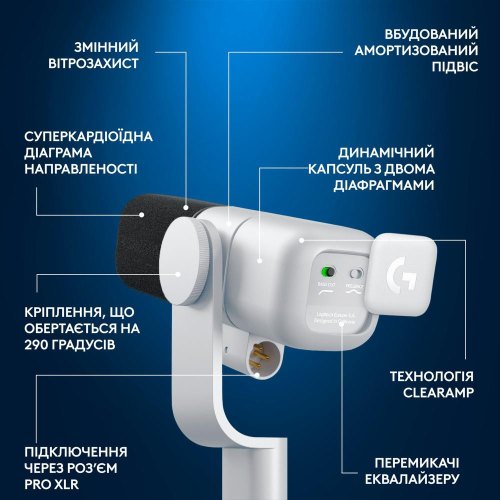 Мікрофон Logitech G Yeti Studio Active Dynamic XLR, Off White (988-000566)