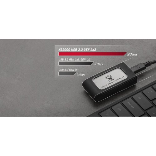 Зовнішній накопичувач SSD Kingston XS2000 BoC, 2ТB, USB, Silver (SXS2000/2000GA)