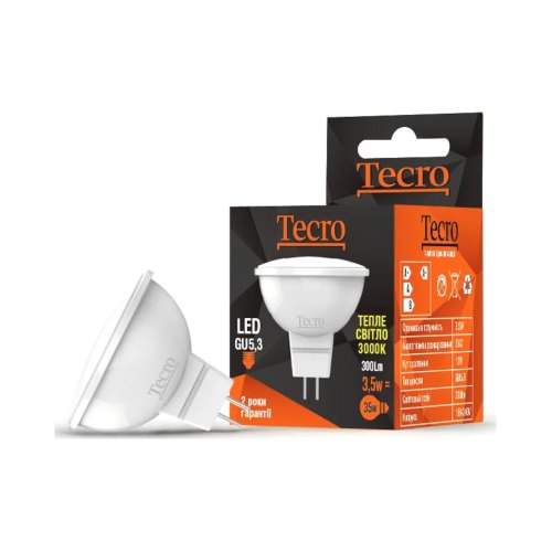 Лампа світлодіодна Tecro, 3.5W, GU5.3, 3000K (T-MR16-3,5W-3K-GU5,3)