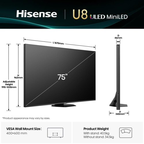 Телевізор HISENSE 75U8Q