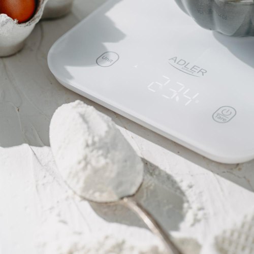 Ваги кухонні, електронні Adler AD 3181W, 10кг, 2хААА, автовимкнення, скло, білі