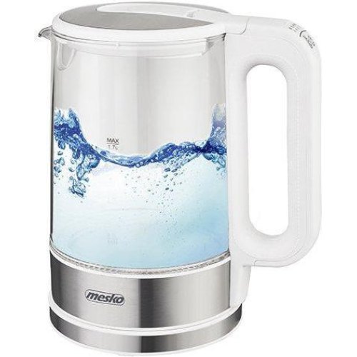 Електрочайник Mesko MS 1301W, 1850-2200Вт, 1.7л, встановлення температури, скло, білий