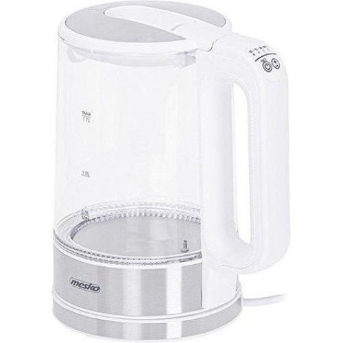 Електрочайник Mesko MS 1301W, 1850-2200Вт, 1.7л, встановлення температури, скло, білий