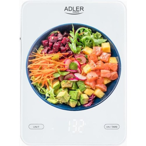 Ваги кухонні, електронні Adler AD 3177W, 10кг, USB Type-C, автовимкнення, скло, білі