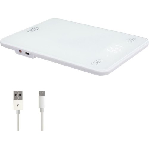 Ваги кухонні, електронні Adler AD 3177W, 10кг, USB Type-C, автовимкнення, скло, білі